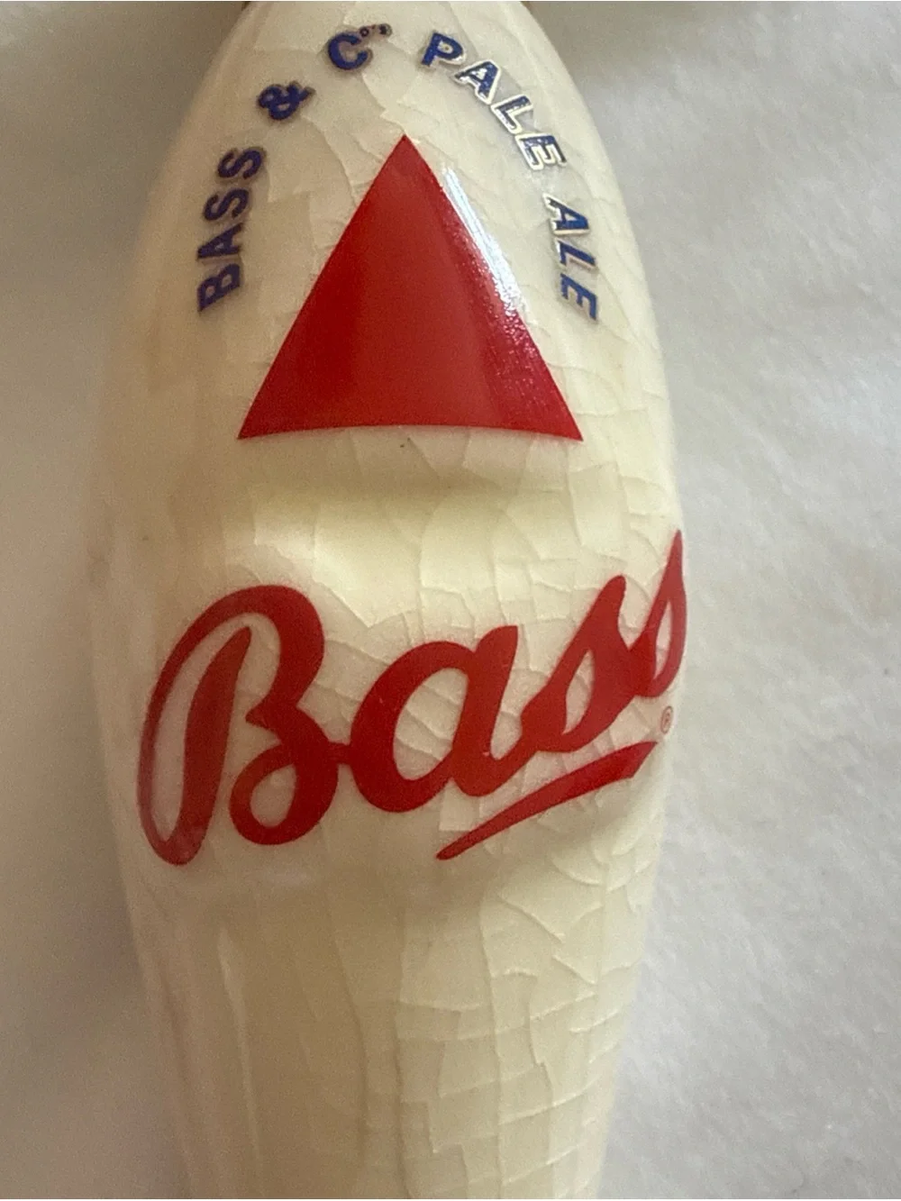 Bass Ceramic Tap Handle in Cream, Black & Red - Bass has some wear